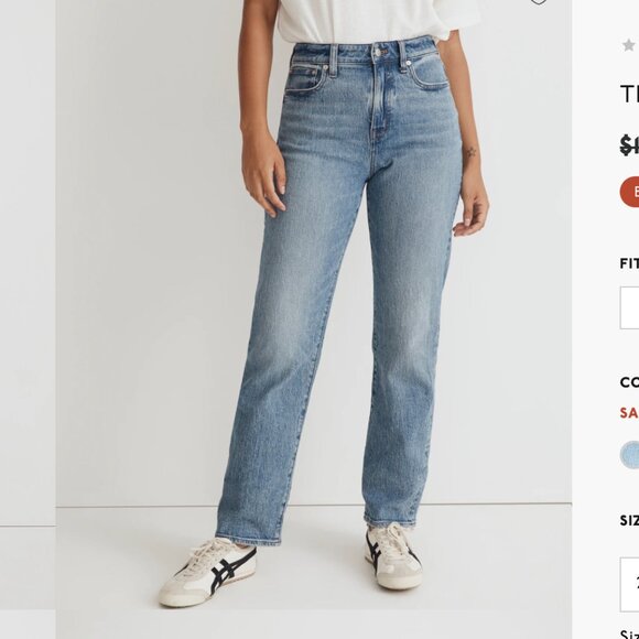 Madewell Curvy 90's Straight Jean - Size 28 - Picture 4 of 6